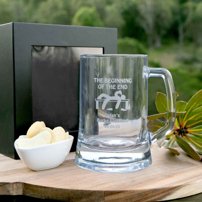 Customised Engraved Wedding Buck Party Groomsman Beer Mug