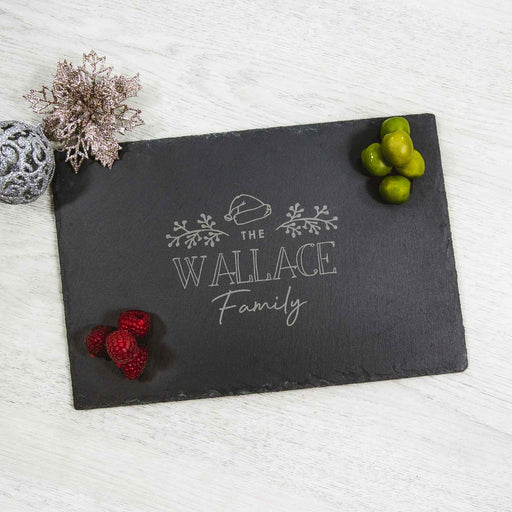Custom Designed Engraved Rectangle Christmas Slate Chopping Cheese Serving Board Christmas Present