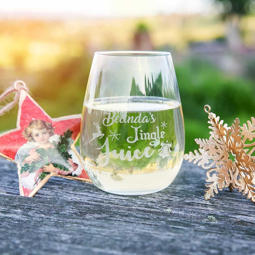 Custom Designed Engraved Christmas 460ml Stemless Wine Glass Gift