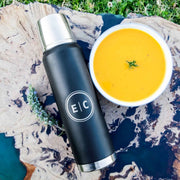 Custom Artwork Engraved Monogrammed Initials Swiss Peak Premium Black 1L Thermal Flask Birthday Present