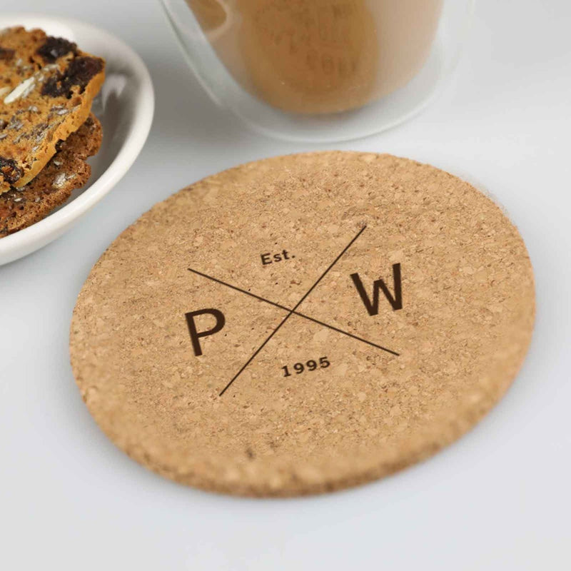 Custom Designed Engraved Housewarming Cork Coaster