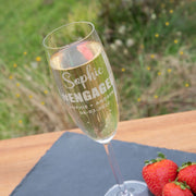 Custom Artwork Engraved Engagement Champagne Flute