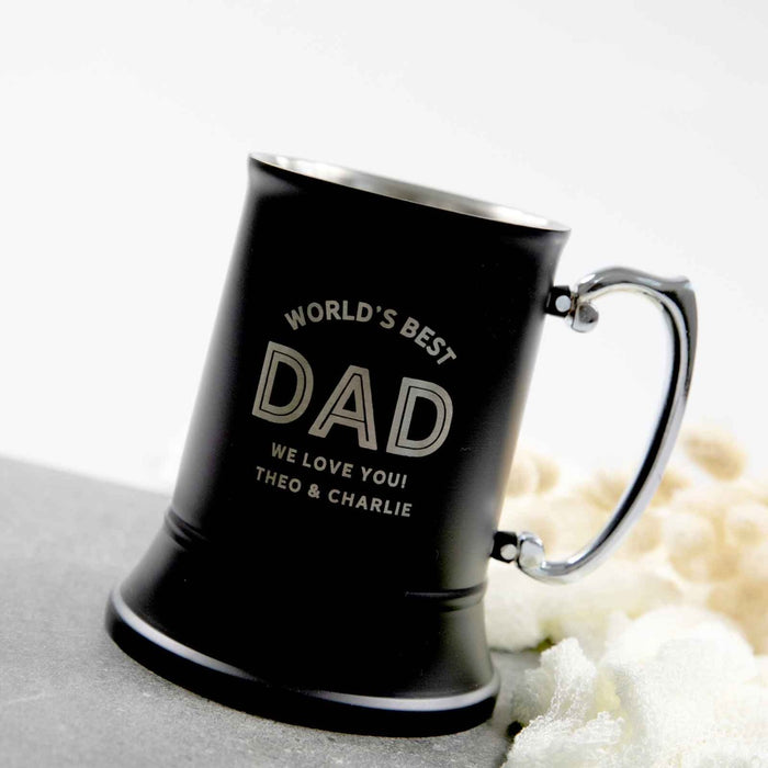 Custom Designed  Engraved Black Matte Father's Day Beer Stein Mug Present