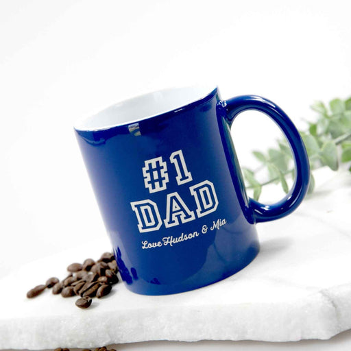 Customised Engraved Blue & Red Father's Day Mug Present