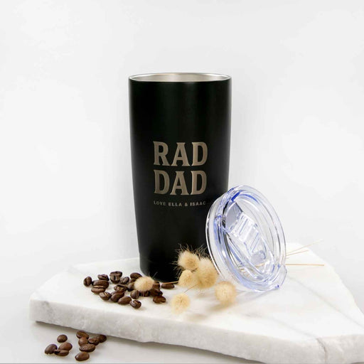 Customised Engraved Name Father's Day 590ml Luxe Black Coffee Reusable Keepsake Coffee Travel Mugs
