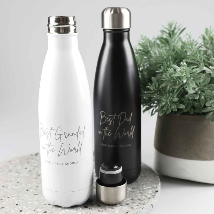 Customised Engraved Father's Day "Best Dad in the World" Metal Water Bottles Present