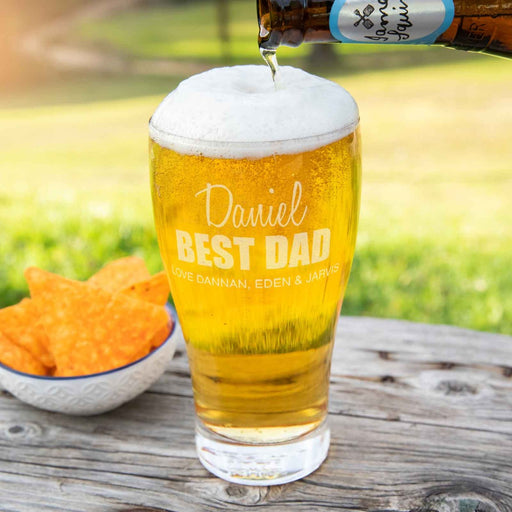 Personalised Engraved Father's Day 425ml Schooner Pint Beer Glass Present