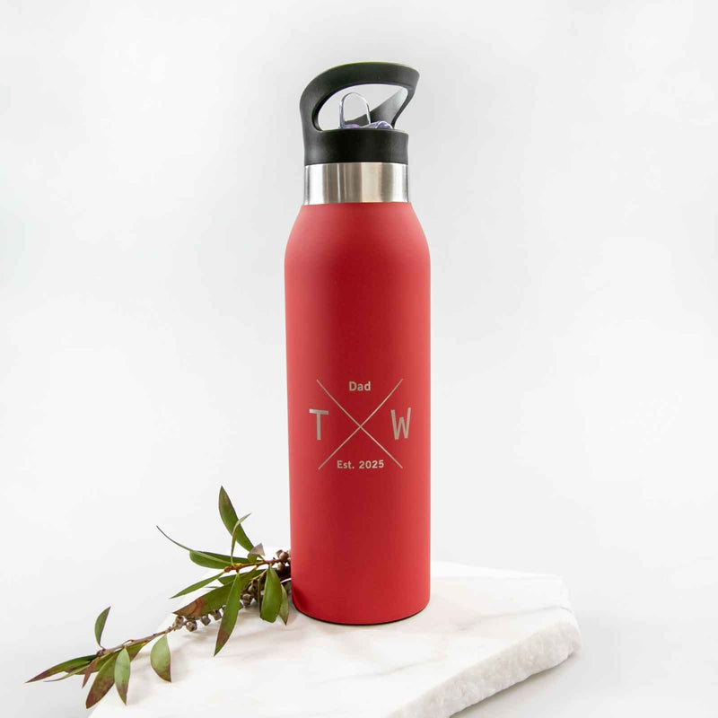 Custom Artwork Engraved Father's Day Steel Thermo Sports Red Drink Bottles Present