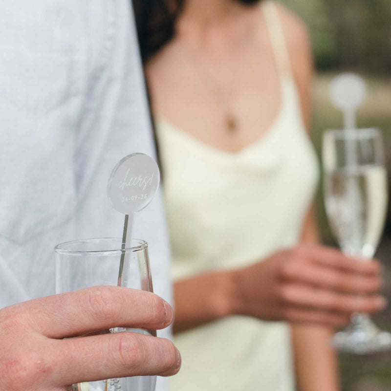 Engraved Frosted Acrylic Wedding Drink Stirrers