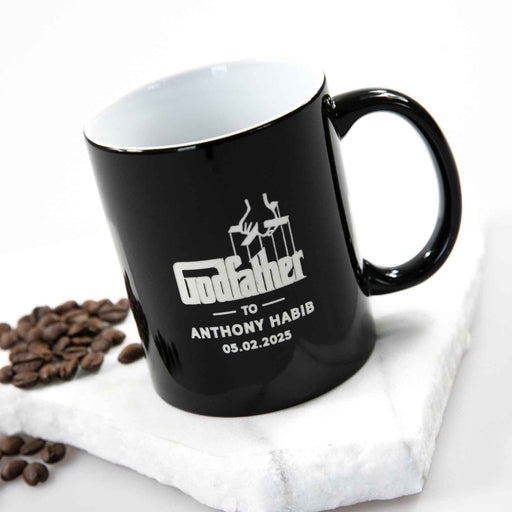 Custom Engraved Name Godfather Coffee Black Mug