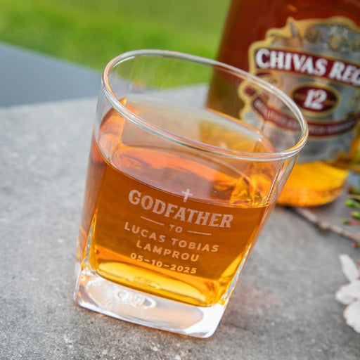 Customised Engraved Godfather Scotch Glass Present For Christenings, Baptism & Naming Days