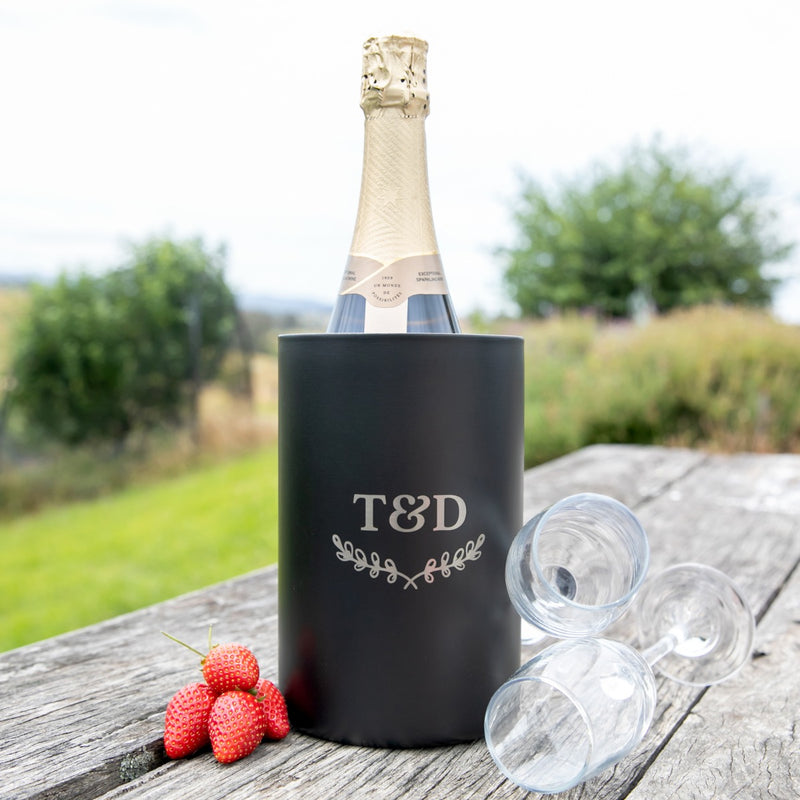 Personalised Engraved Matte Black Stainless Steel Wine Cooler