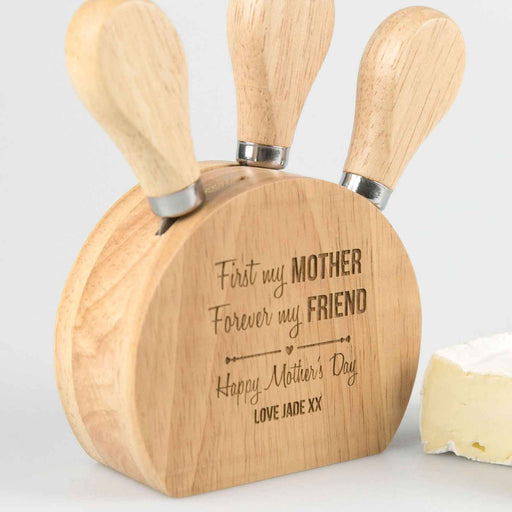 Custom Designed Engraved Mother's Day Cheese Knife Block Set Present