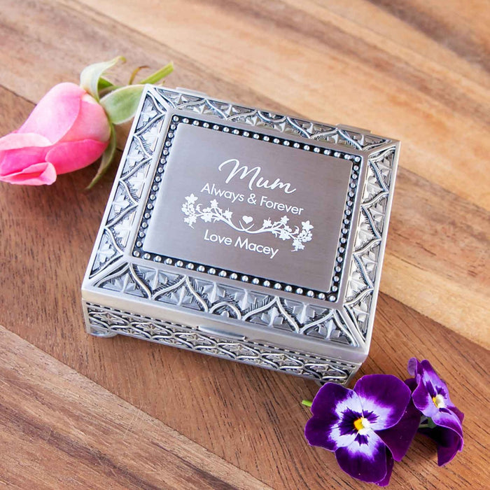 Customised Engraved Mother's Day Pewter Jewellery Box