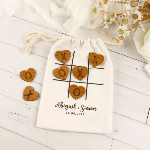Personalised Printed Noughts & Crosses Calico Bag Wedding Game Gift