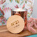 Rose Gold Wood Wick Soy Birthday Candle with Custom Engraved Wooden Lid Secret Santa