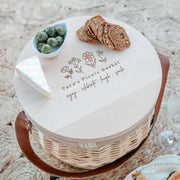 Personalised Engraved Cooler Picnic Basket with Engraved Wooden Lid