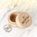 Personalised Engraved Natural Wooden Round Small Wedding Ring Box