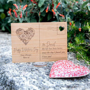 Custom Artwork Engraved Valentine's Wooden Postcard with Stand