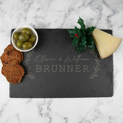 Personalised Engraved Rectangle Wedding Slate Cheese Board Bride and Groom Gift