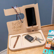 Personalised Engraved Father's Day Wooden Desk Organiser