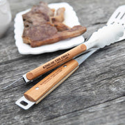 Customised Engraved Christmas Secret Santa BBQ Set Present- Tongs and spatula