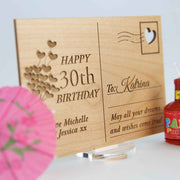 Personalised Engraved Wooden 30th Birthday Postcard