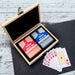 Custom Designed Engraved Initials Playing Card Set With Wooden Box Birthday Present