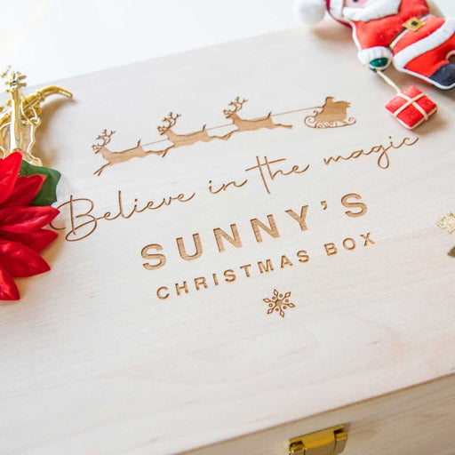 Customised Engraved Child's Christmas Day Wooden Box Present