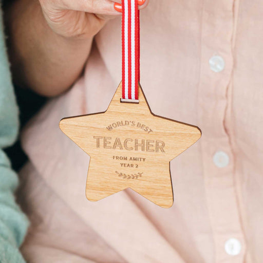 Personalised Engraved Wooden Teacher Christmas Decoration Present