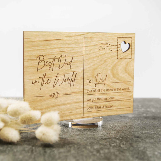 Personalised Engraved Father's Day wooden postcard Present