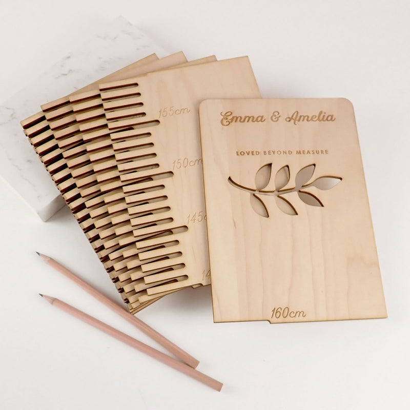 Personalised Engraved Wooden Beyond Measure Height Chart with Pencils