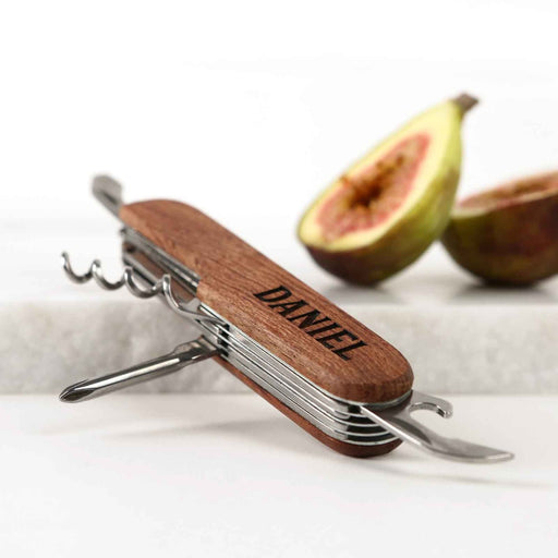 Custom Designed Engraved Name Wooden Multi Tool Bottle Opener, Knife, Screw Driver Christmas Gift
