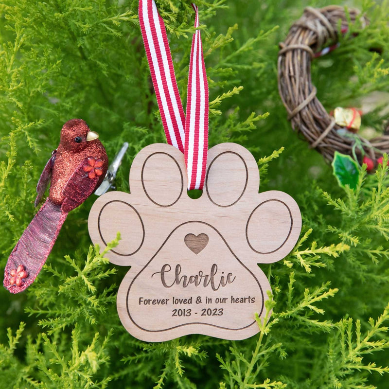 Custom Designed Laser Engraved Wooden Pet Dog Cat Christmas Tree Ornament