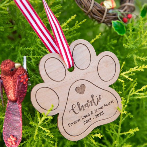 Customised Engraved Wooden Pet Dog Christmas Tree Decoration