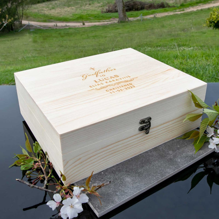 Godfather Engraved Decanter & Scotch Glasses Wooden Gift Box Set