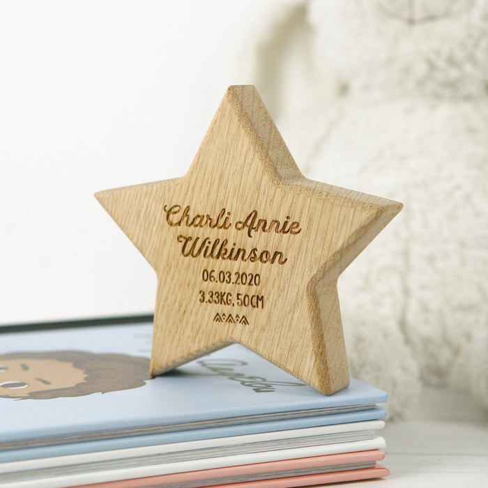 Personalised Engraved Wooden Star Keepsake Birthday Gift