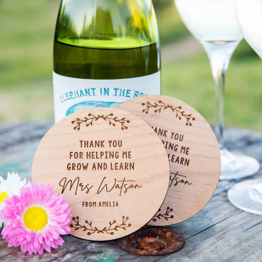 Engraved Wooden Teacher Coaster Personalised Favours