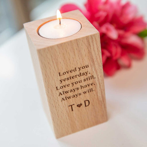 Personalised Engraved Wooden Tealight Holder Birthday Present