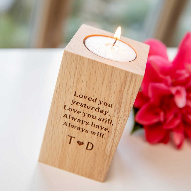 Customised Engraved Wooden Tealight Holder Christmas Present