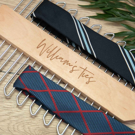 Customised Engraved Name Wooden Tie Hanger Birthday Gift