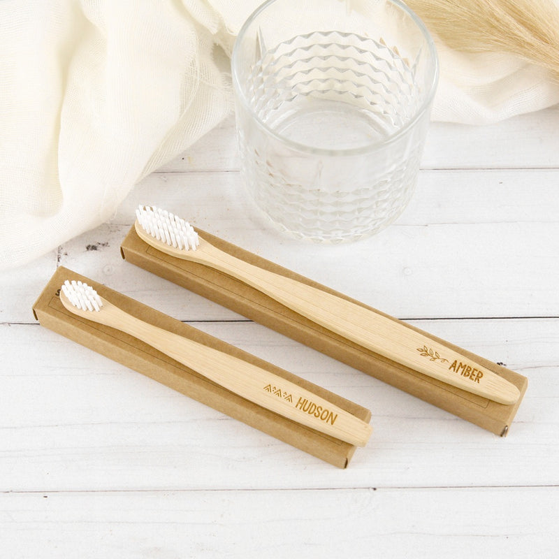 Customised Name Engraved Wooden Tooth Brush Birthday Gift
