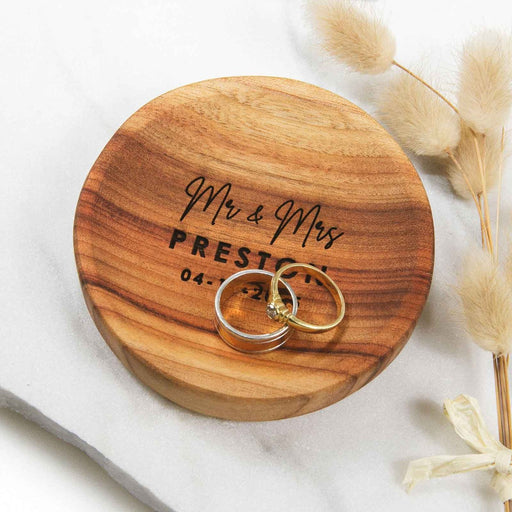 Custom Designed Engraved Wooden Wedding Ring Dish