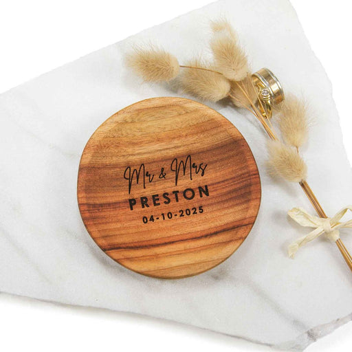 Personalised Engraved Wooden Wedding Ring Dish