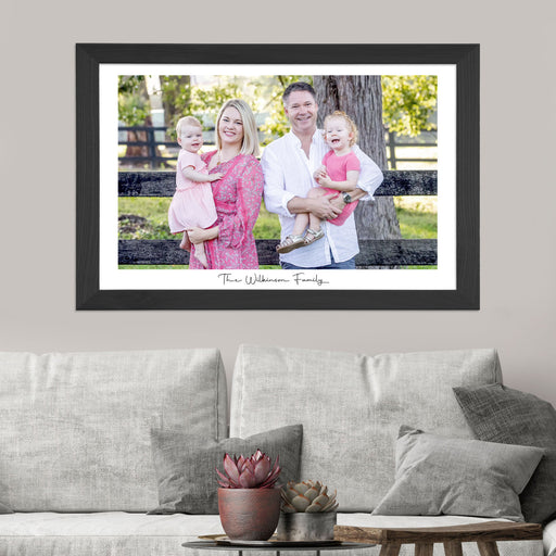 Wall Hanging Acrylic Family Photo Print in Black Wooden Frame
