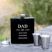 Custom Artwork Engraved Black Hip flask & silver shot glass Set Father's Day Gift