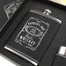 Custom designed Engraved Father's Day Black Leather bound Hip Flask Present