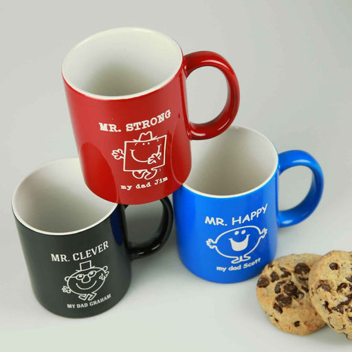 Personalised Engraved Father’s Day Character Coffee Mugs Present- Mr Strong, Mr Clever, Mr Happy
