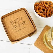 Custom Artwork Engraved Set of 6 Engraved Square Cork Father's Day Coasters Present