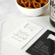 Custom Designed Father's Day Engraved White and Black Stainless Steel Credit Card Bottle Opener Gift